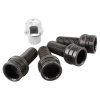 4Pcs M141.5MM Steel Wheel Bolt &amp; Lock Lug Nut Set with Key for -Audi Golf Jetta Replacement Parts and Accessorie Black