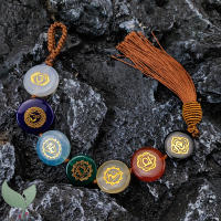 7 Chakra Healing คริสตัลหินเครื่องประดับแบบแขวนตกแต่งอาเกตธรรมชาติแกะสลักด้วย Rune เครื่องประดับแบบแขวนเครื่องตกแต่งฝาผนัง Suncatcher สำหรับรถห้องนั่งเล่นในบ้าน