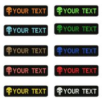 ✲◘ 10X2.5cm Skull Logo Custom Name Patch Stripes Badge Iron On Personalized Number Tag Customized Logo ID