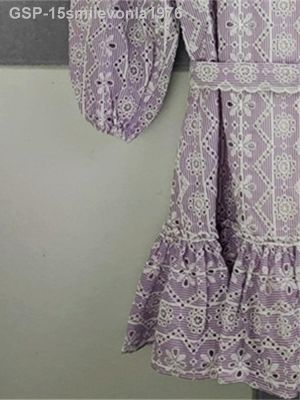 ได้☊15smilevonla1976 Vestido De Babados Feminino Com Faixas Bordado Floral Oco มังงะ Folhada O-Peminino Primavera Verão 2023