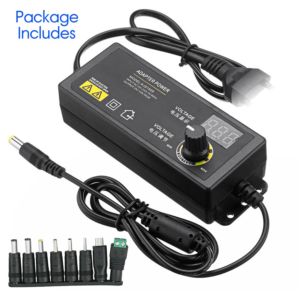 New 3V~24V 2.5A 60W Adjustable DC Power Adapter Control Voltage Display 8 Plugs 