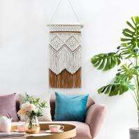 Baoblaze Boho พรมมาเครมเก๋ Macrame แขวนผนังสำหรับห้องนอนอพาร์ทเม้นท์ในร่ม