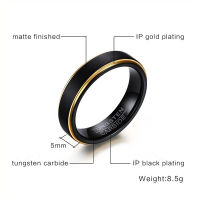 2020 New Cool Black and Gold-Color Tungsten Ring for Men Jewelry 5MM Black Tungsten Carbide Ring