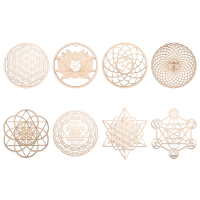 8Pack 14cm Wooden Wall Sign Flower of Life Shape Coaster Wood Wall Art DIY Coaster Craft Making Geometry