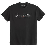 Abercrombie Fitch Unisex เสื้อยืดแขนสั้นพิมพ์ลายใหม่