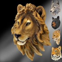 Wall Mounted Home Decoration 3D Resin Simulation Animal Head Statue Sculpture Wall Decor Bar Living Room Decorative Art
