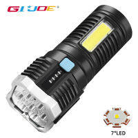 7*LED Lamp Bead Super Bright Led Flashlight Rechargeable Outdoor Multi-function Long-range Flashlight Battery Display COB Light