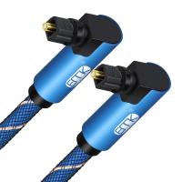 EMK Dual 90 Degree Right Angle Optical Audio Cable Toslink Cable Nylon Braided Digital Audio Optical Fiber Cable for SoundBar TV