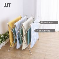 JJT folding hanger balcony railing Folding clothes rail towel rack bathroom shelf stainless steel multi-function small compartment bathroom window drying rack wub