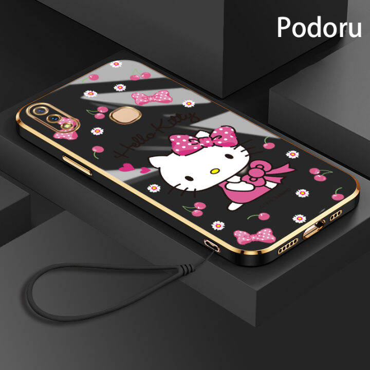 เคส-vivo-y85-z3x-z1i-v9-y85a-1727-1726เรียบง่ายสุดหรูชุบทองเคสโทรศัพท์-hello-kitty-กรอบซิลิโคน-tpu-แบบนิ่ม