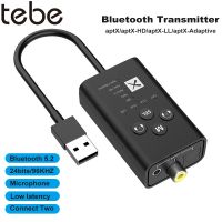 Tebe USB Low Latency Bluetooth 5.2 Transmitter Audio aptX Wireless Stereo Music Adapter with Microphone 3.5mm R/L Optical Output