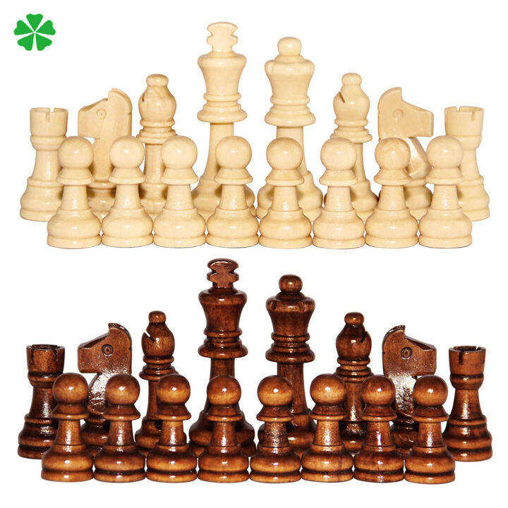 PUR Chess Sets Wooden Chess Set Large Premium 32 Piece Wooden Carved