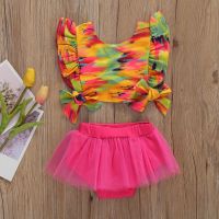 2020 Summer Lovely Infant Baby Girls Clothes Sets Ruffles Short Sleeve Camouflage Print T Shirts Tops Shorts