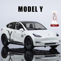 รถ1/24คันใหญ่ TESLA โมเดล Y โมเดลรถยนต์พลังงานใหม่รถโลหะหล่อจากเหล็กหล่อรถออฟโรดสำหรับของขวัญสำหรับเด็กแสงเสียง