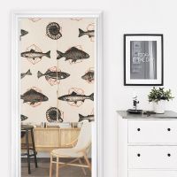 2023 Geometric Triangle Deer Fish Door Curtain Linen Carpet Study Bedroom Home Decor Kitchen Curtains Customizable/85x120cm/85x90cm