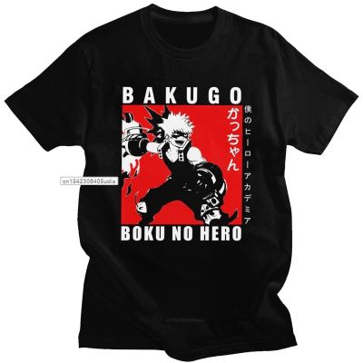 เสื้อยืดสำหรับสั้นสำหรับผู้ชาย Bakugo Katsuki อะนิเมะคลาสสิก