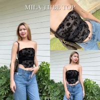 SOMEDAY : MILA TUBE | เสื้อเกาะอก จับย่นลายดอก