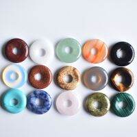 ◄卍¤ hutangbq 2020 New high quality Assorted natural stone gogo donut charms pendants beads 18mm for making Wholesale 15pcs/lot free