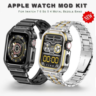 สายนาฬิกาข้อมือ สเตนเลส หรูหรา อุปกรณ์เสริม สําหรับ Apple Watch Band 45 มม. 45 มม. 44 มม. iwatch series 4 5 SE 6 7