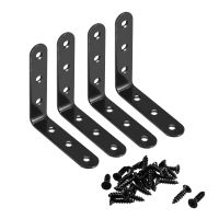 ﹊❐ Uxcell Corner Brace Angle Bracket Fastener L Shape 90mmx90mmx20mm Black Round End 4pcs