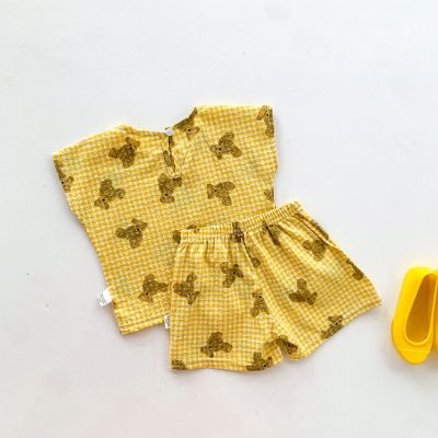 Summer Toddler Baby Boy Girl Bear Clothing Set Sleeveless t Shirt Tops + Shorts 2 PCS Outfit Fashion Baby Suits