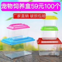 [COD] box turtle tank portable plastic hamster breeding large medium and transparent reptile transport