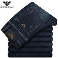 【Ready Stock】Original Armanis Mens Jeans Denim Pants Brand Classic Style Jeans Straight Trousers For Men Blue Oversize Large Size 29-40