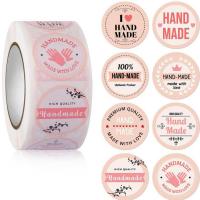 500pcs New Handmade with Love Stickers Round Thank You Stickers Small Business Stickers  Envelope Seal Gift Bags Gift Packaging Stickers Labels