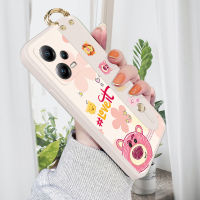 เคสเคสโทรศัพท์มือถือสำหรับ Xiaomi Poco X5 5G MI Poco X5 Pro 5G (มีสายรัดข้อมือ) Happy Lots Bea เคสโทรศัพท์ขอบสี่เหลี่ยมปลอกซิลิโคนเหลวคลุมทั้งหมดกล้องกันกระแทก