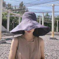 New UPF 50 Large Brim UV-proof Hats Womens and Sunshade Color Cotton Hat