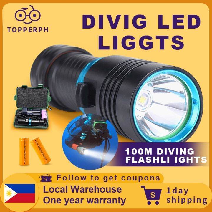 ※Flashlight for Diving 100M Underwater Waterproof Scuba Rechargeable