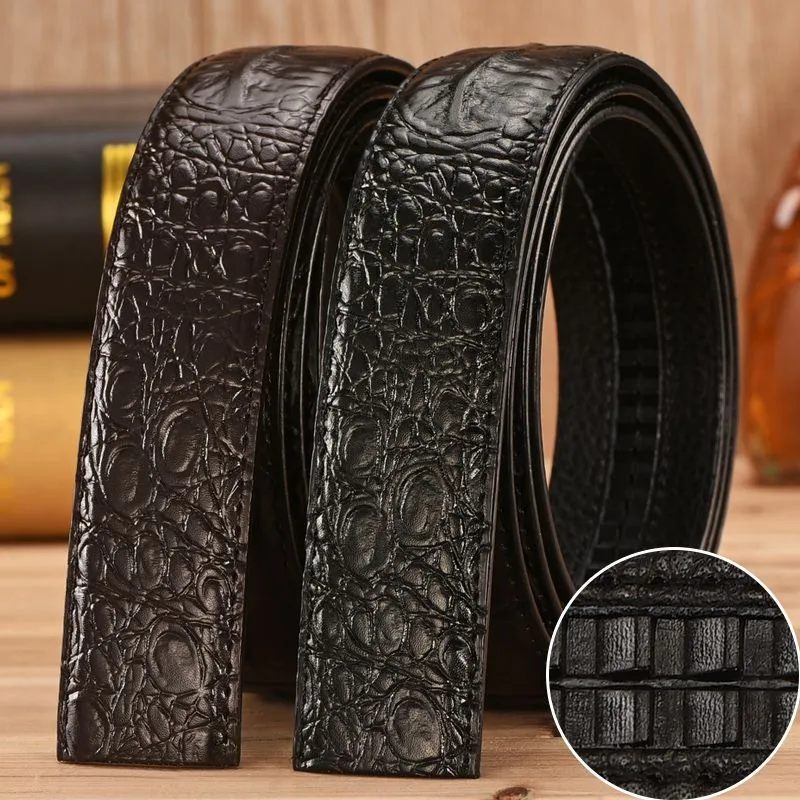 SIMU Men's Ostrich Skin Embossed Pattern Automatic Buckle