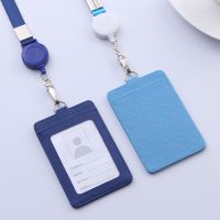 SHI YUN Simple Lanyard PU Leather High Quality School Office Supplies Credit Card Holders ID Holders With Neck Strap Retractable Card Holder Badge Hol