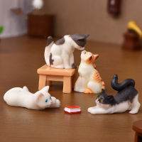 MINI Cat ตุ๊กตาแมวสัตว์ Miniature Figurine Fairy Garden อุปกรณ์ตกแต่งการ์ตูนรูปแมวของขวัญตกแต่งบ้าน-gnxfnxfhnxfnxff