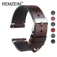 Retro Genuine Leather Strap Oil Wax Oily Discoloration Cowhide Leather Watchband 18 20 22 High Quality Business Watch Band