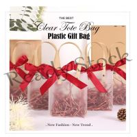 【hot sale】 ♚♤▤ B41 SG Stock Plastic Frosted Gift Bags (with Ribbon) / Transparent Tote Bags / Wedding Gift Bags / Goodies Bag