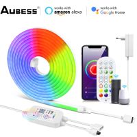 Aubess Tuya LED Strip ไฟนีออน Tuya Smart Life WiFi APP ควบคุม RGB Neon Sign Tape ตกแต่งสวนกลางแจ้ง