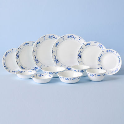 Corelle Classic Flora เครื่องใช้บนโต๊ะอาหาร อาหารเย็น 12p เครื่องล้างจาน เตาอบ ตู้เซฟ