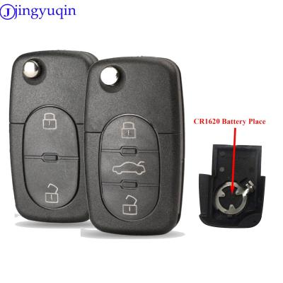 Jingyuqin 2/3ปุ่มซองใส่กุญแจรถรีโมทพลิกสำหรับ Audi A2 A3 A4 A6 A8 TT ปลอกใส่กุญแจรถแบตเตอรี่ CR1620สถานที่