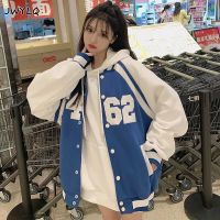 All-match Plus Size 5xl Hit Color Single-breasted Women Clothing Korean Loose Preppy Style Baseball Uniform Jacket Loose Jackets