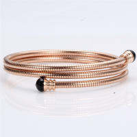 ZORCVENS GoldRose Goldsilver color Stainless Steel Tripe Three Cable Wire Twisted Cuff Bangle Bracelelt For Women