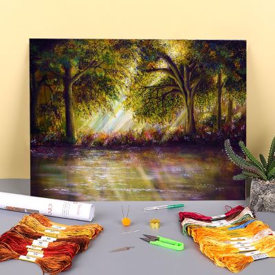 Natural Scenery Touch Of Heaven Printed 11CT Cross Stitch Patterns Embroidery DMC Threads Needlework Knitting     Design Needlework