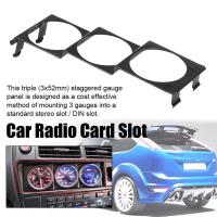 52mm 3 Hole Single DIN Radio Slot Pod Triple Gauge Meter Mount Black Panel B9G0