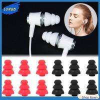 LONGB 6pcs ใหม่ ในหู ทดแทน ที่ครอบหูฟัง ซิลิโคน Eartips สามชั้น หูฟัง