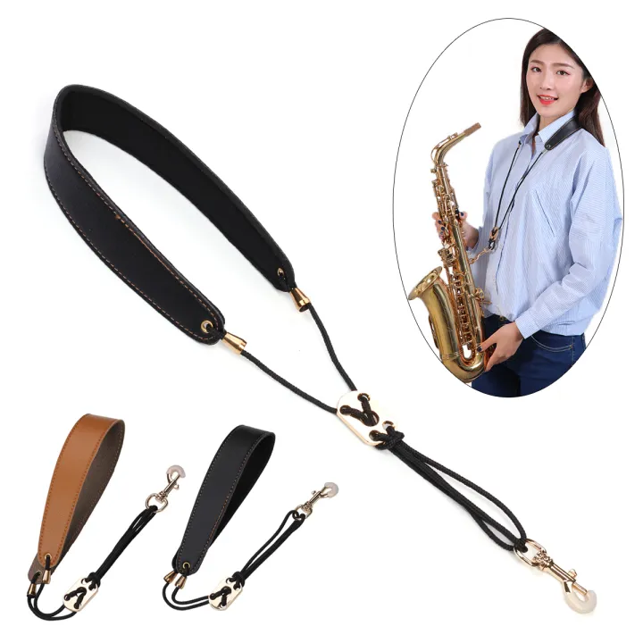 Leather Saxophone Neck Strap with Metal Swivel Hook for Alto / Tenor ...