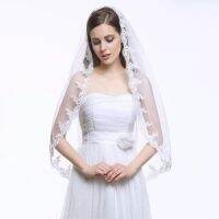 White Ivory One Layer Fingertip Length Bridal Veil Lace 1 Tier Wedding Accessories Veils with Metal Comb Hair Accessories