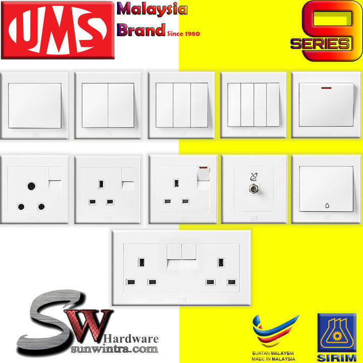 UMS 9 SERIES SWITCHES & SOCKETS SIRIM APPROVED (White Color) OFFER DISCOUNT Lazada
