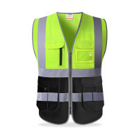 High Visibility Reflective Vest Safety Vest with Multi Pockets and Reflective Hemming Two Tone Workwear Safety Waistcoat for Man