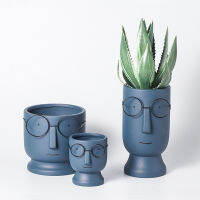 Home Garden Nordic Cute Glasses Boy Ceramic Succulent Flower Pot Cartoon Fashion Simple Art Dried Flower Vase Indoor Green Dill