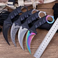 Couteau à lame avec gaine cs go Karambit outil dautodéfense de survie en plein air camping chasse opaque EDC 7.48